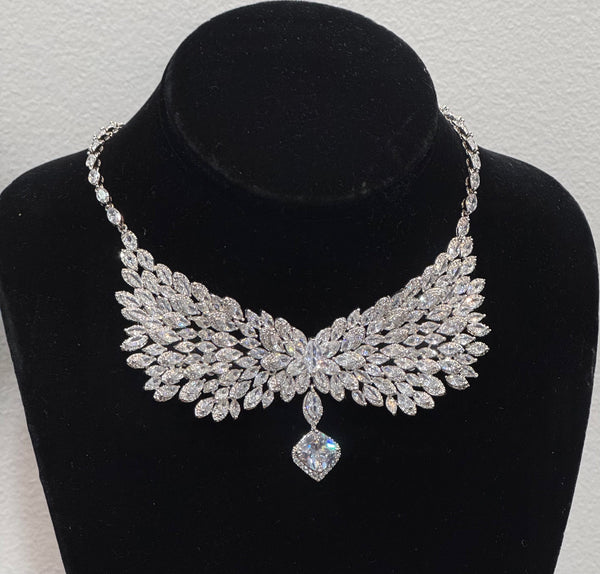 Sasha, Bow Cubic Zircon Necklace , Great Quality AAA Cubic Zircon , Unique elegant and classic