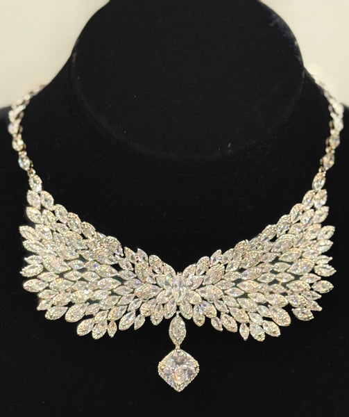 Sasha, Bow Cubic Zircon Necklace , Great Quality AAA Cubic Zircon , Unique elegant and classic