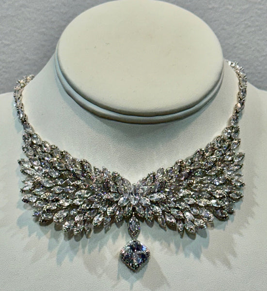 Sasha, Bow Cubic Zircon Necklace , Great Quality AAA Cubic Zircon , Unique elegant and classic