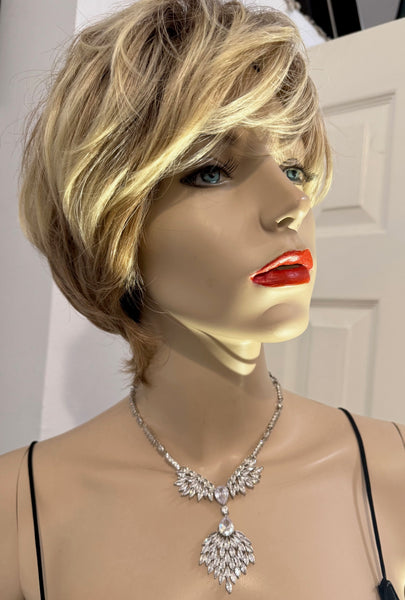 Lorena  Cubic Zircon Wedding Necklace, AAA quality CZ simply elegant and classic for all occasion wedding mother of the bride or for just that special evening 