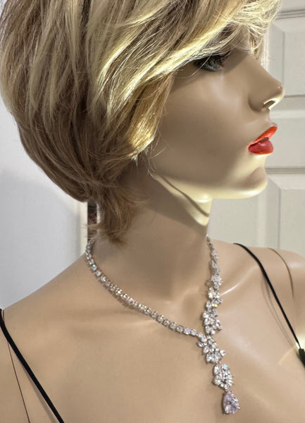 Bridget, Cubic zircon Wedding/Special event Necklace With With AAA Quality Cubic zircon clear stone 