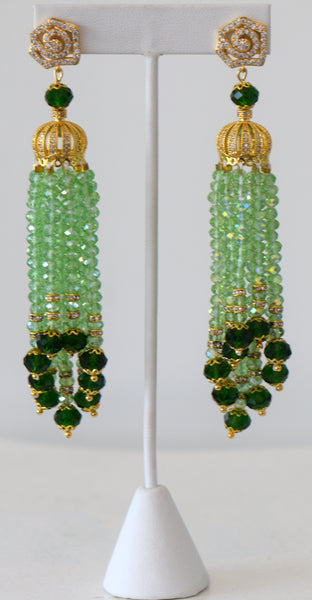Heftsi Light Green Tassel Earrings