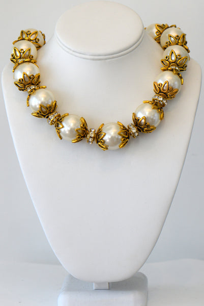 Large Faux Pearls with gold accent