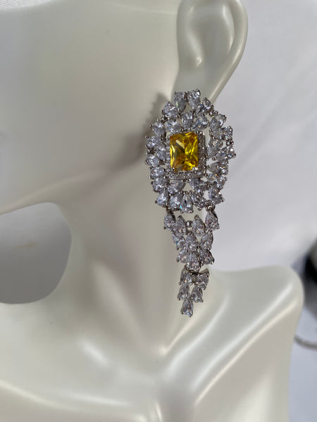Anabel, Yellow Cubic Zirconia Wedding Necklace with matching earring , Wedding Collection, Mother of the bride , bridle