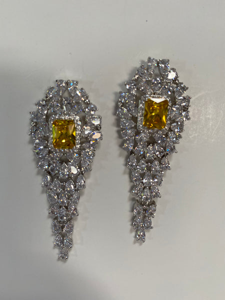 Anabel, Yellow Cubic Zirconia Wedding Necklace with matching earring , Wedding Collection, Mother of the bride , bridle