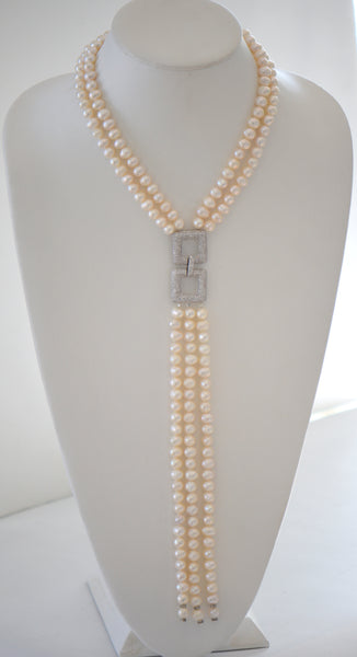 Heftsi silver Fresh water Pearl Necklace with Silver pendant