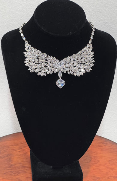 Sasha, Bow Cubic Zircon Necklace , Great Quality AAA Cubic Zircon , Unique elegant and classic
