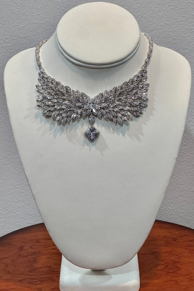 Sasha, Bow Cubic Zircon Necklace , Great Quality AAA Cubic Zircon , Unique elegant and classic