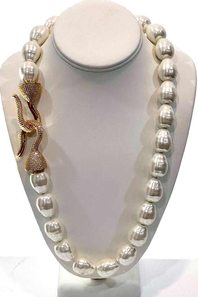 Max, Large Mother Of Pearls Necklace With Large S gold plated over sterling silver clasp , handmade one of a kind