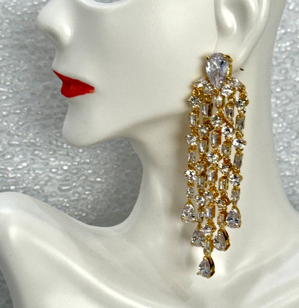 Heftsi Gold Plated Cubic Zirconia  Earrings, Wedding Collection,