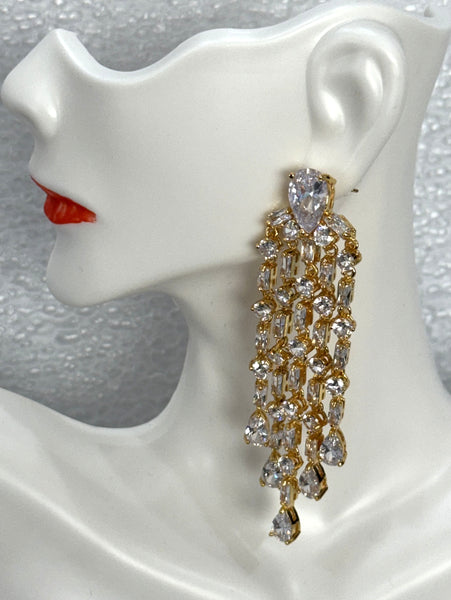 Heftsi Gold Plated Cubic Zirconia  Earrings, Wedding Collection,