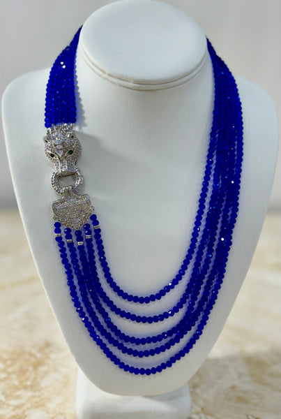 Blue swarovski 5 row Necklace handmade for all occasion , weding, mother of the bride