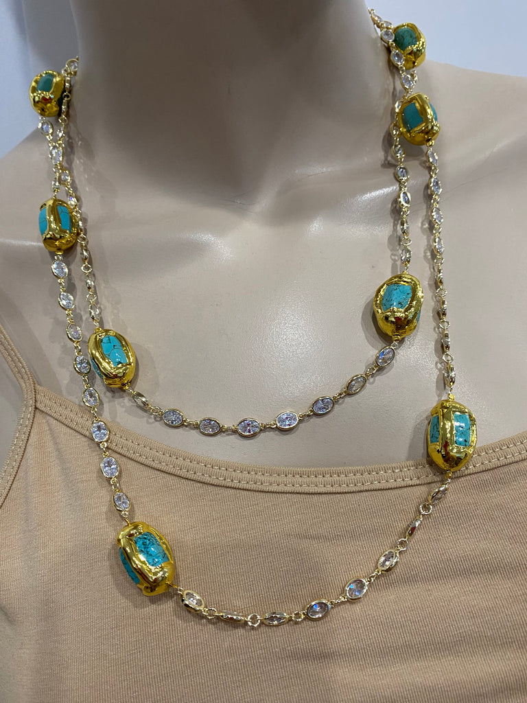 Jenni Turquoises Necklace with stone chain handmade in the USA