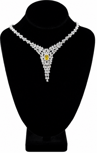 Anabel, Yellow Cubic Zirconia Wedding Necklace with matching earring , Wedding Collection, Mother of the bride , bridle