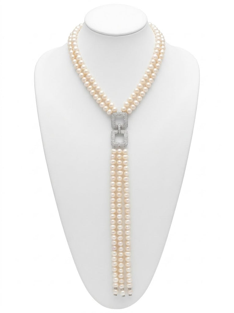 Heftsi silver Fresh water Pearl Necklace with Silver pendant