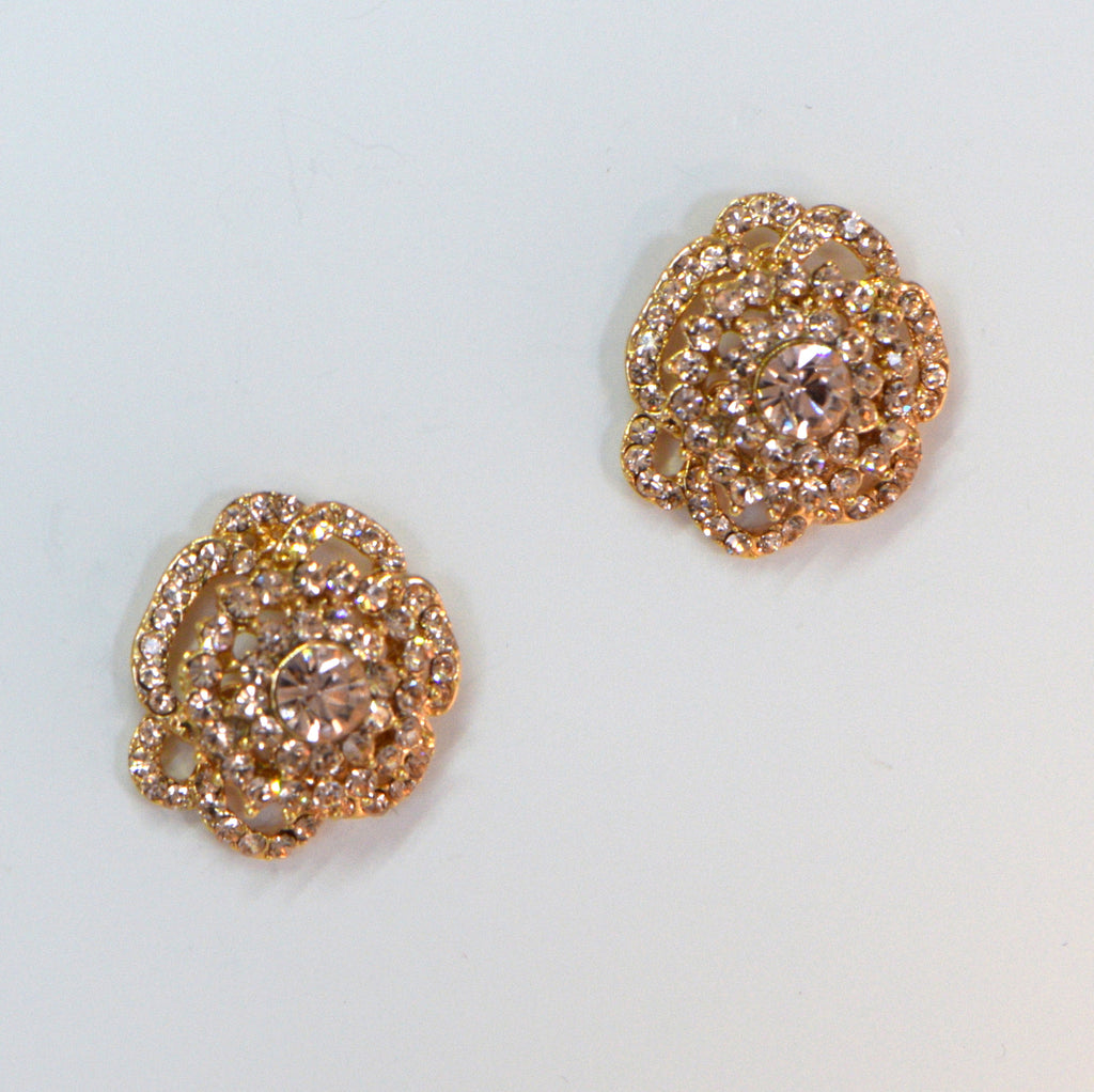 Heftsi Gold Plated Earrings With Peachy Color CZ