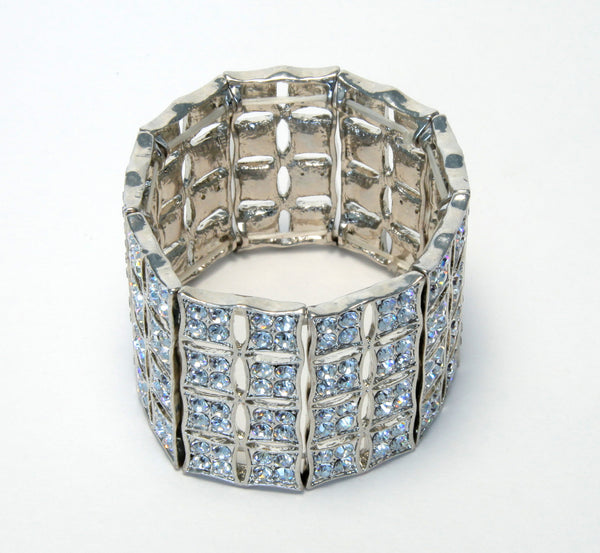 Heftsi silver Plated bracelet With Clear Rhinestone