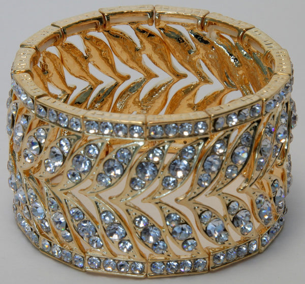 Heftsi Gold plated Bracelet with clear rhinestones