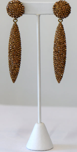 Heftsi Long Gold Rhinestone Earrings