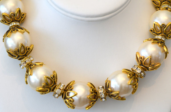 Large Faux Pearls with gold accent