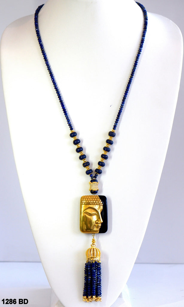 Heftsi Lapis And Gold Buddha Necklace