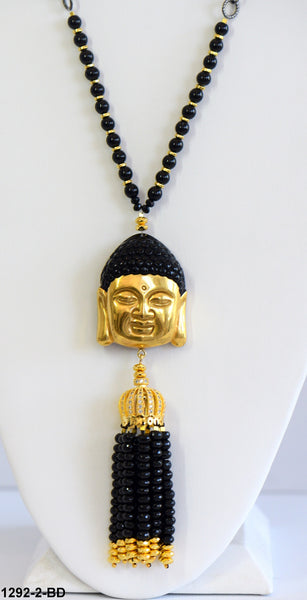 Heftsi Gold Buddha Pendant With Black Onyx And Gold Hematite For Rent Or Buy