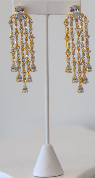 Gold Tassel Earring, Great Quality Cubic Zirconia For Wedding, Wedding Collection, Bridesmaid beautiful and very special 