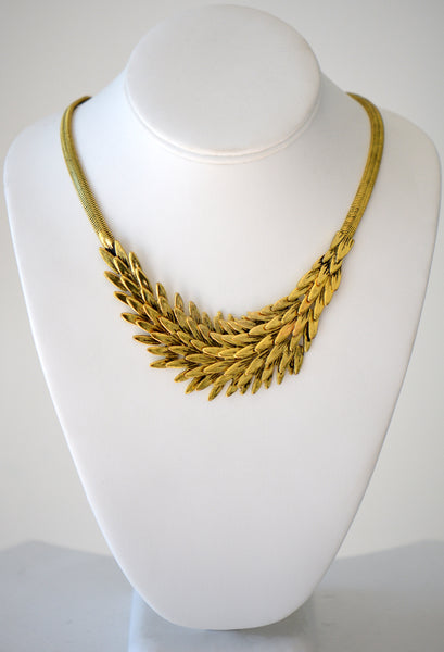 Vintage Golden feather necklace