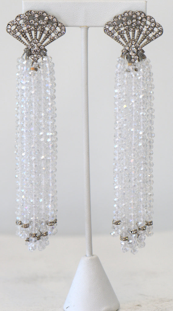 Josephine Clear AV Crystal Wedding Tassel Earring