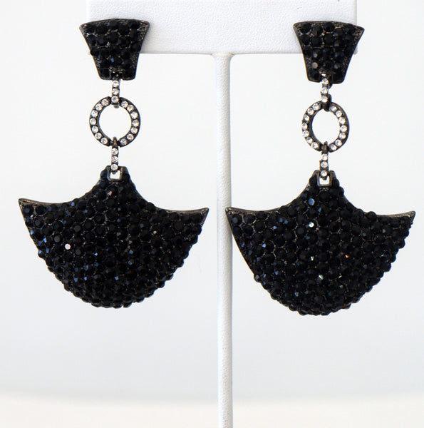 Heftsi Art Deco Black Earrings