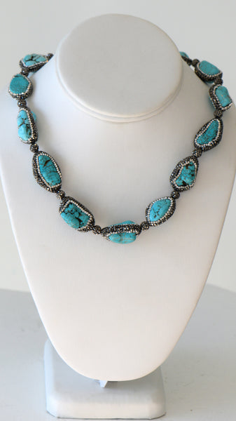 Heftsi Turquoise Pave Necklace
