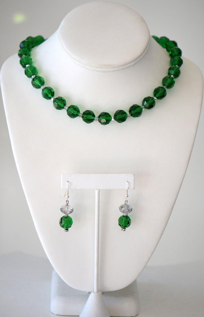 Green Crystal and clear small crystals beads set
