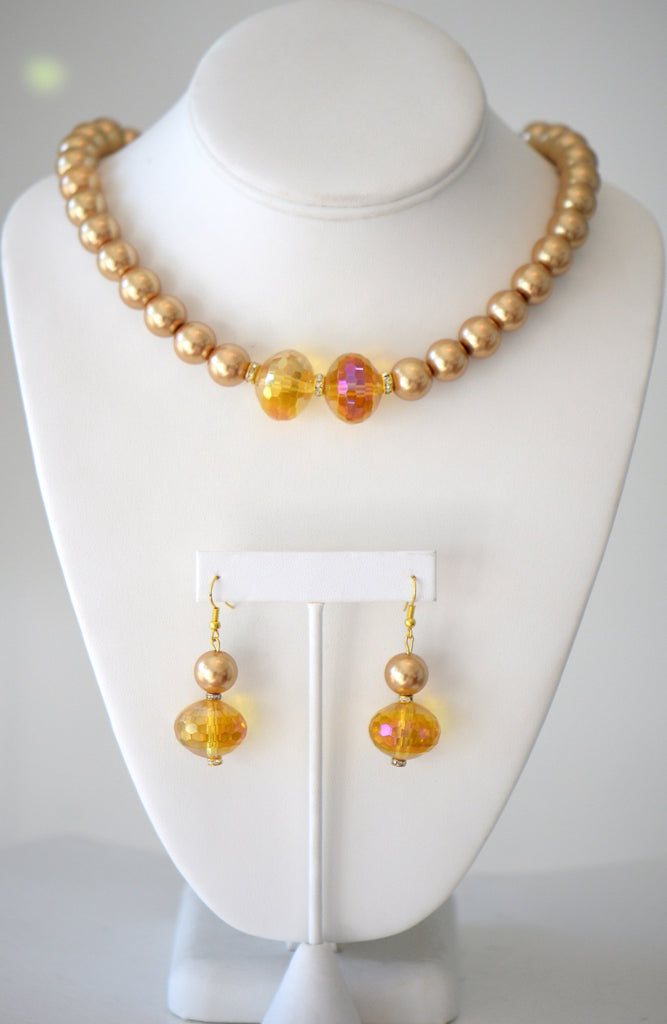 Sunset pearl necklace Set Handmade in the USA