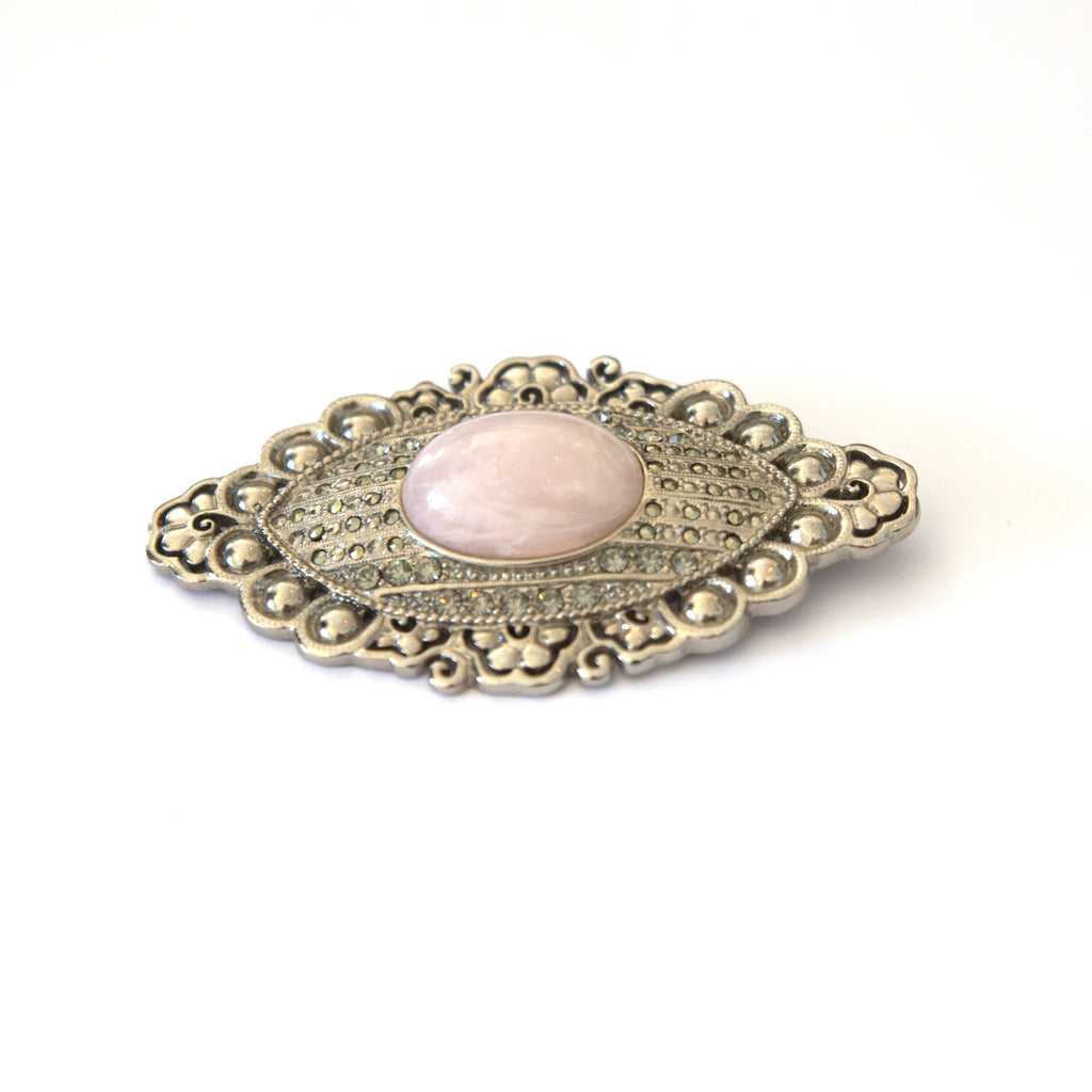 Rose Quartz Pin/ Broche with small Rhinestones – Heftsi