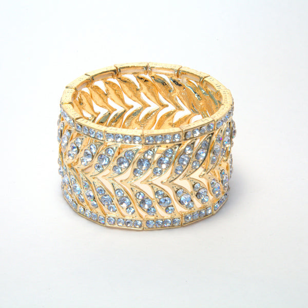 Heftsi Gold plated Bracelet with clear rhinestones