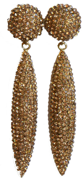 Heftsi Long Gold Rhinestone Earrings