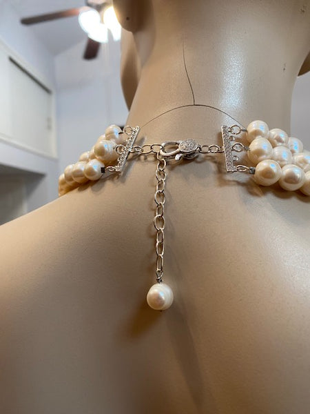 Catherine -  Fresh water Pearls Necklace With Large Flower center pendant